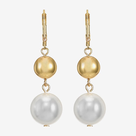 Monet Jewelry Womens Simulated Pearl Round Drop Earrings