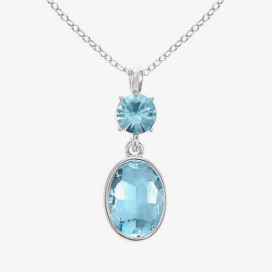Monet Jewelry Womens Blue Glass Oval 17 Inch Pendant Necklace