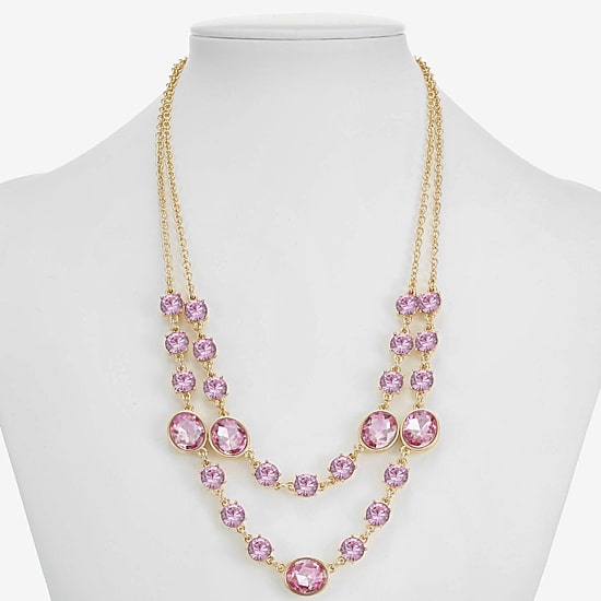 Monet Jewelry Womens Pink Glass 18 Inch Strand Necklace
