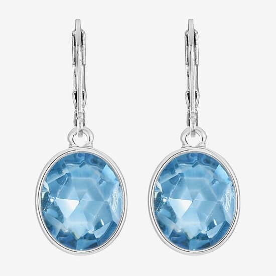 Monet Jewelry Womens Blue Glass Oval Drop Earrings