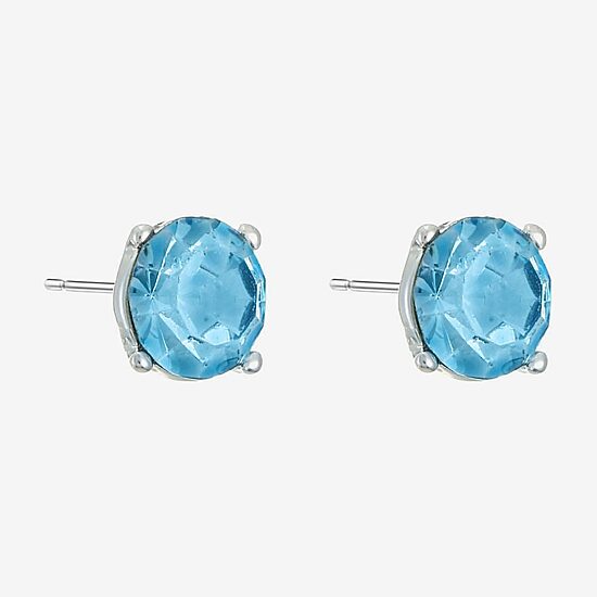 Monet Jewelry Blue Glass 8mm Round Stud Earrings