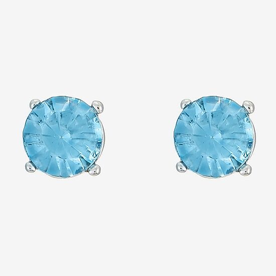Monet Jewelry Blue Glass 8mm Round Stud Earrings