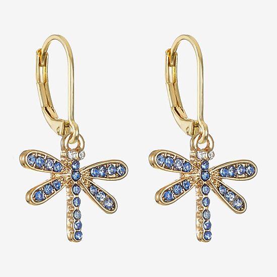 Monet Jewelry Womens Blue Glass Drop Earrings