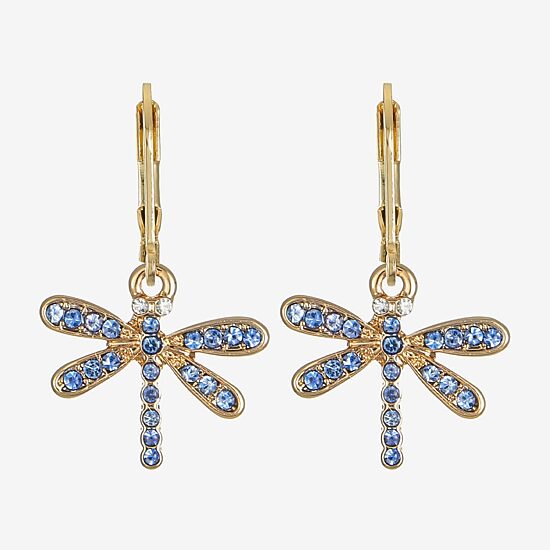 Monet Jewelry Womens Blue Glass Drop Earrings