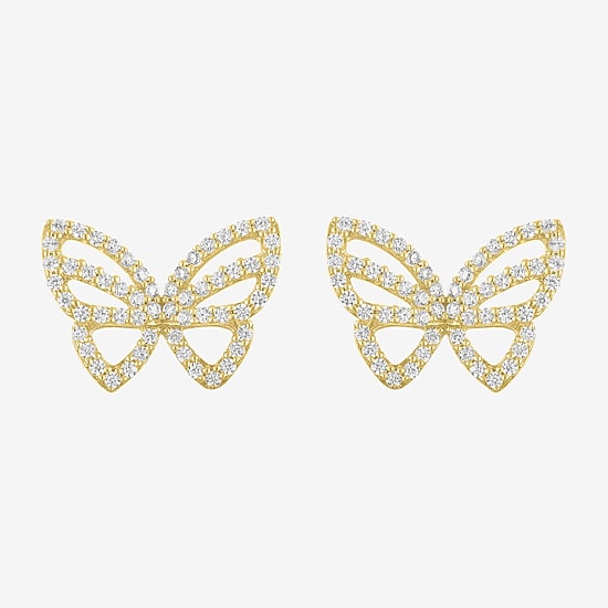 (G-H / Si2-I1) 1/3 CT. T.W. Lab Grown White Diamond 10K Gold 9.5mm Butterfly Stud Earrings