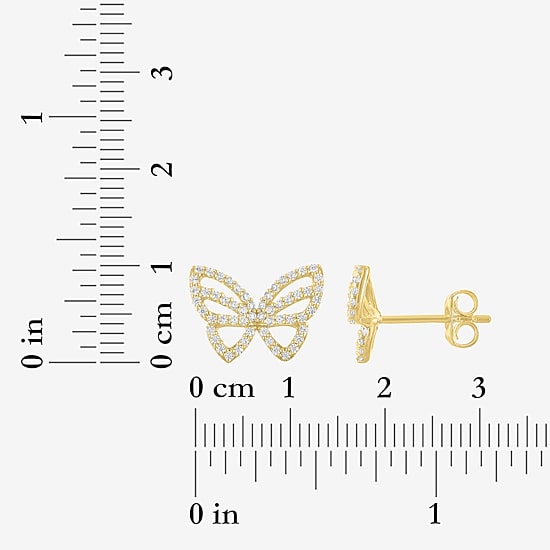 (G-H / Si2-I1) 1/3 CT. T.W. Lab Grown White Diamond 10K Gold 9.5mm Butterfly Stud Earrings