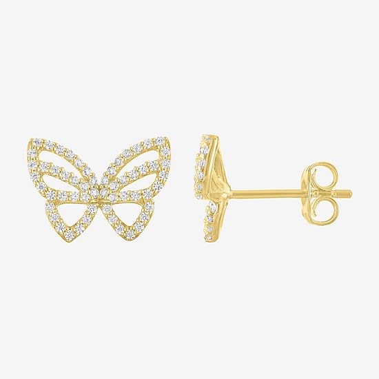 (G-H / Si2-I1) 1/3 CT. T.W. Lab Grown White Diamond 10K Gold 9.5mm Butterfly Stud Earrings