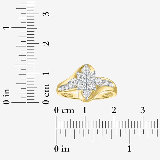 (G-H / Si2-I1) Womens 2/3 Ct. T.W. Lab Grown White Diamond 10K Gold Side Stone Bypass  Cocktail Ring