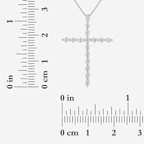 (G-H / Si2-I1) Womens 2/3 Ct. T.W. Lab Grown White Diamond 10K Gold Cross 18 Inch Pendant Necklace