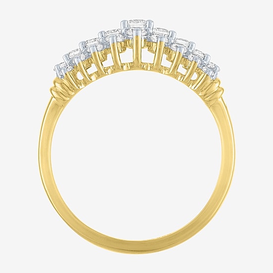 (G-H / Si2-I1) Womens 2/3 Ct. T.W. Lab Grown White Diamond 10K Gold Cocktail Ring