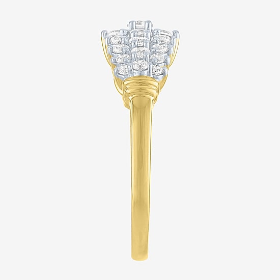 (G-H / Si2-I1) Womens 2/3 Ct. T.W. Lab Grown White Diamond 10K Gold Cocktail Ring