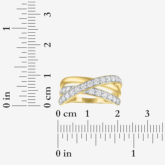 (G-H / Si2-I1) Womens 2/3 Ct. T.W. Lab Grown White Diamond 10K Gold Crossover Cocktail Ring