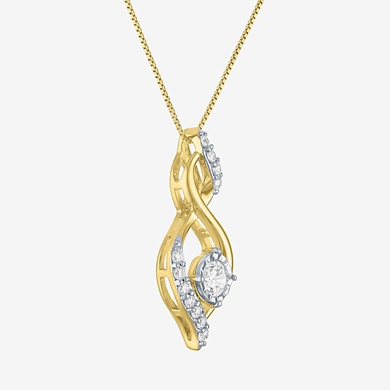 (G-H / Si2-I1) Womens 1/3 CT. T.W. Lab Grown White Diamond 10K Gold 18 Inch Pendant Necklace