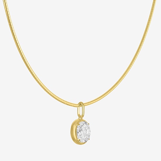 Diamond Addiction (G-H / Si2-I1) Womens 1 1/2 CT. T.W. Lab Grown White Diamond 14K Gold Over Silver Oval 18 Inch Pendant Necklace