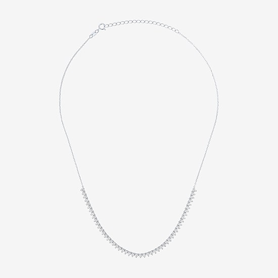 Diamond Addiction (G-H / Si2-I1) Womens White Diamond Sterling Silver 18 Inch Tennis Necklace