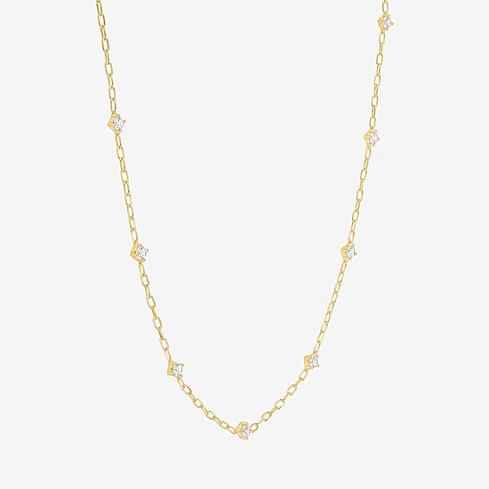 Diamond Addiction (G-H / Si2-I1) Womens 14K Gold Over Silver 20 Inch Link Chain Necklace