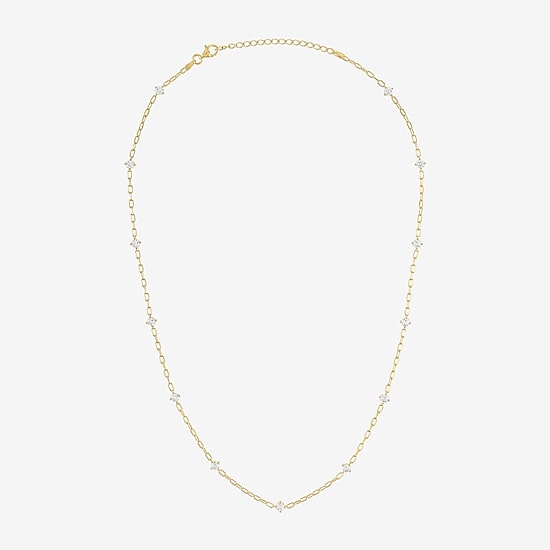 Diamond Addiction (G-H / Si2-I1) Womens 14K Gold Over Silver 20 Inch Link Chain Necklace
