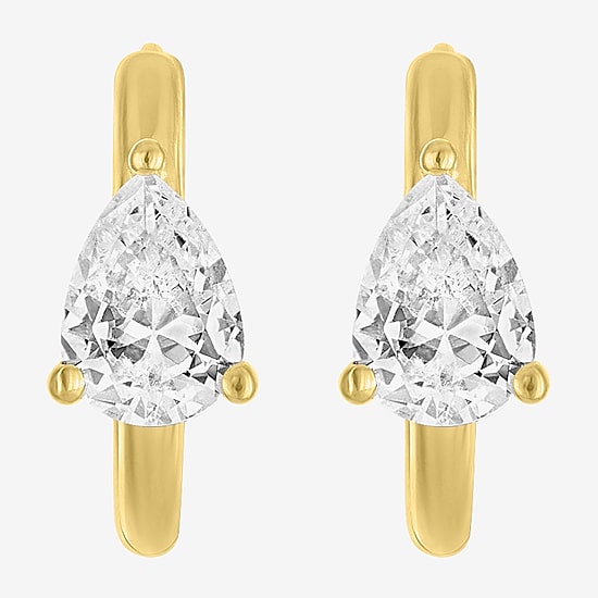 Diamond Addiction (G-H / Si2-I1) Womens 1 1/2 CT. T.W. Lab Grown White Diamond 14K Gold Over Silver 14mm Pear Hoop Earrings