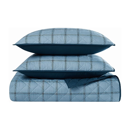 Cannon Luka Grid Easy Care Quilt Set