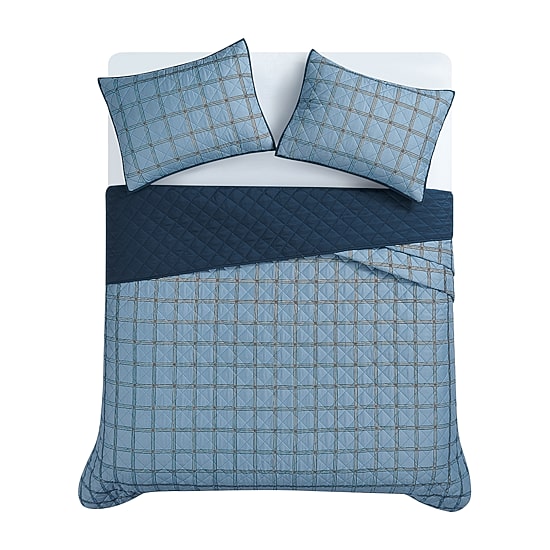 Cannon Luka Grid Easy Care Quilt Set