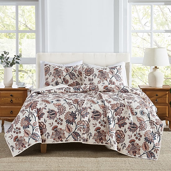 Cannon Chloe Jacobean Easy Care Quilt Set