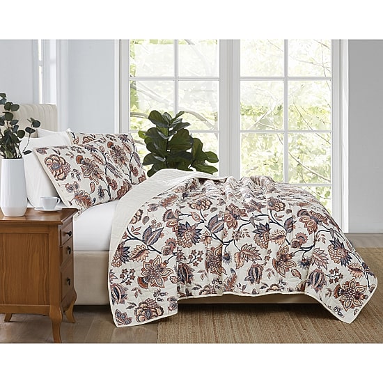 Cannon Chloe Jacobean Easy Care Quilt Set