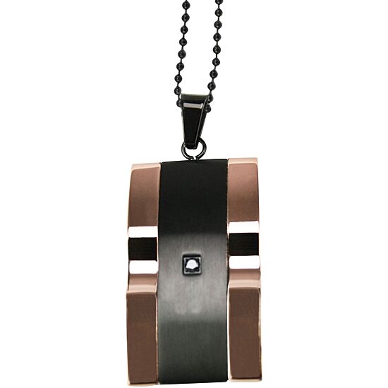 Mens Two-Tone Stainless Steel & Cubic Zirconia Pendant Necklace
