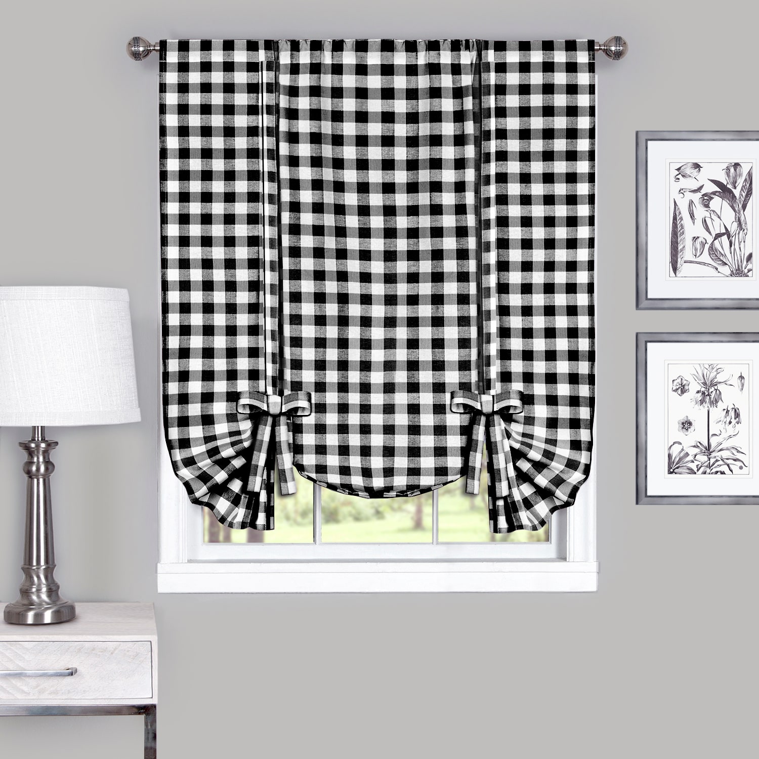 Buffalo Check Tie-Up Light-Filtering Rod Pocket Single Shade