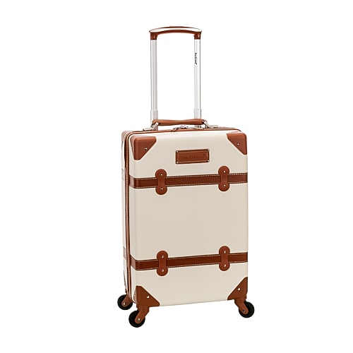 Rockland Stage Coach Rolling Trunk 20 Inch Hardside Carry-On Spinner Luggage, One Size, White