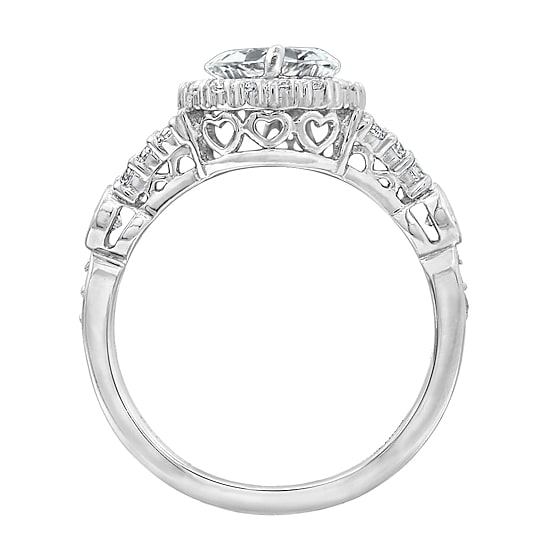 Womens 2 CT. T.W. Cubic Zirconia Sterling Silver Heart Engagement Ring