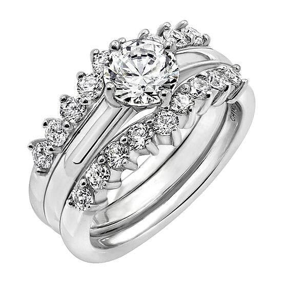 Womens 2 3/4 CT. T.W. Cubic Zirconia Sterling Silver Flower Bridal Set