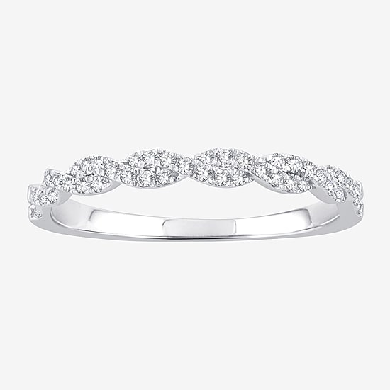 1/5 CT.T.W. Natural Diamond 10K or 14K White Gold Wedding Band