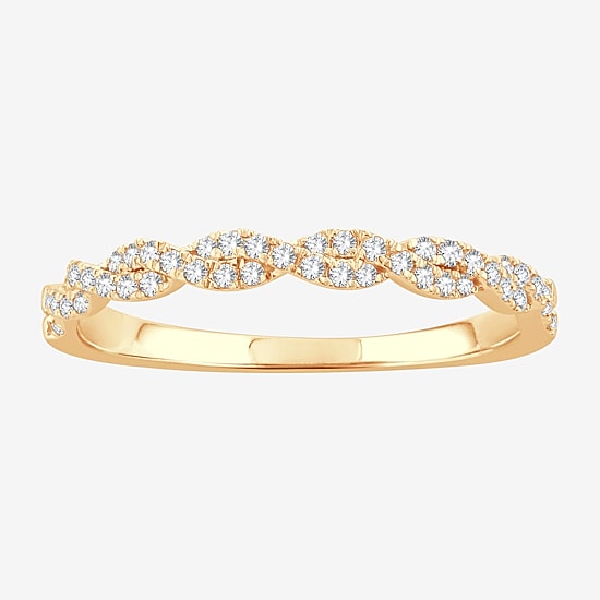 Womens 1/5 CT. Natural White Diamond 10K Gold Wedding Band