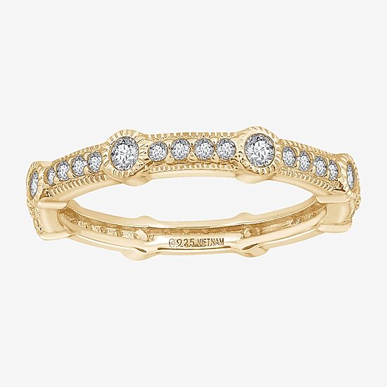 Cubic Zirconia Sterling Silver Round Band