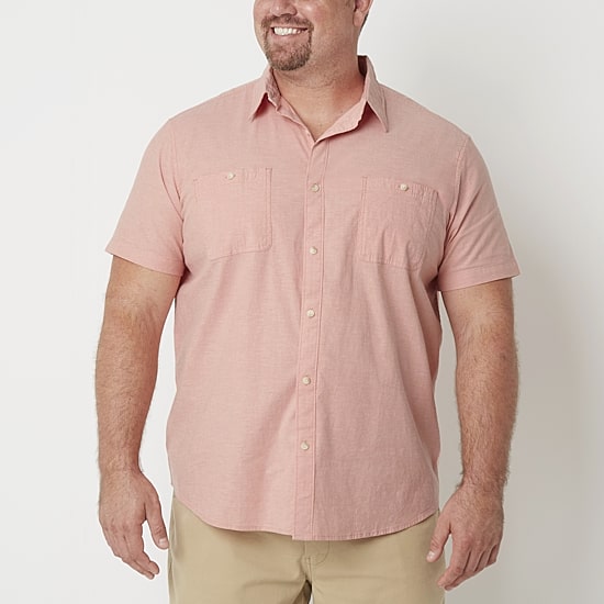 mutual weave Mens Easy-on + Easy-off Short Sleeve Classic Fit Big and Tall Button-Down Shirt