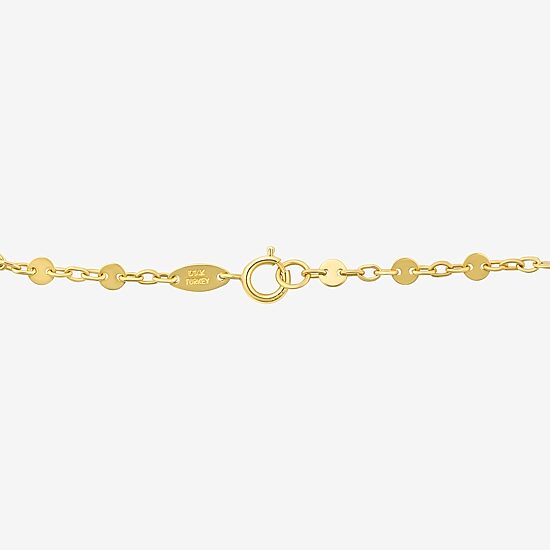 Womens 10K Gold 7.25 Inch Solid Link Chain Bracelet