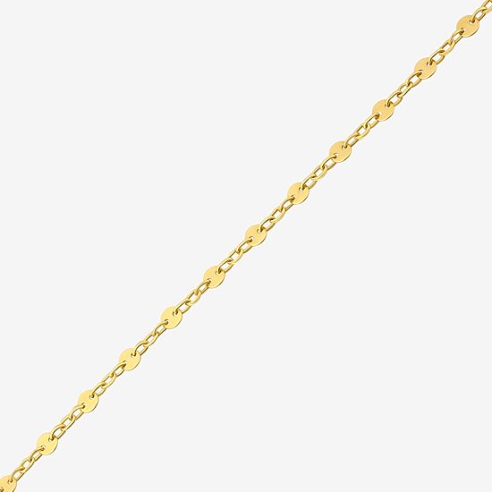 Womens 10K Gold 7.25 Inch Solid Link Chain Bracelet