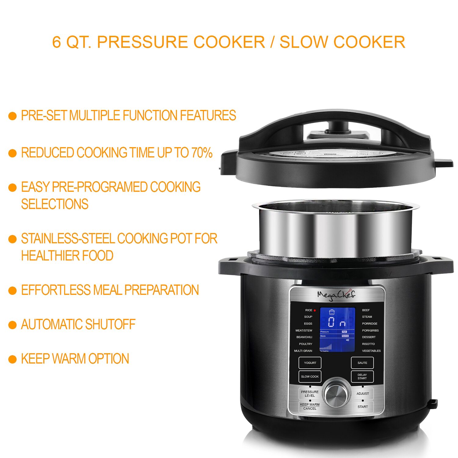 MegaChef Stainless Steel Pressure Cooker