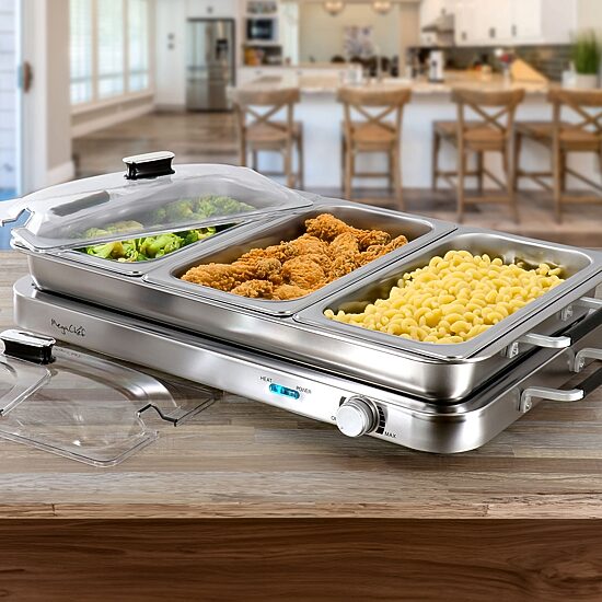 MegaChef Electric Triple 2.63 Quart Buffet Server