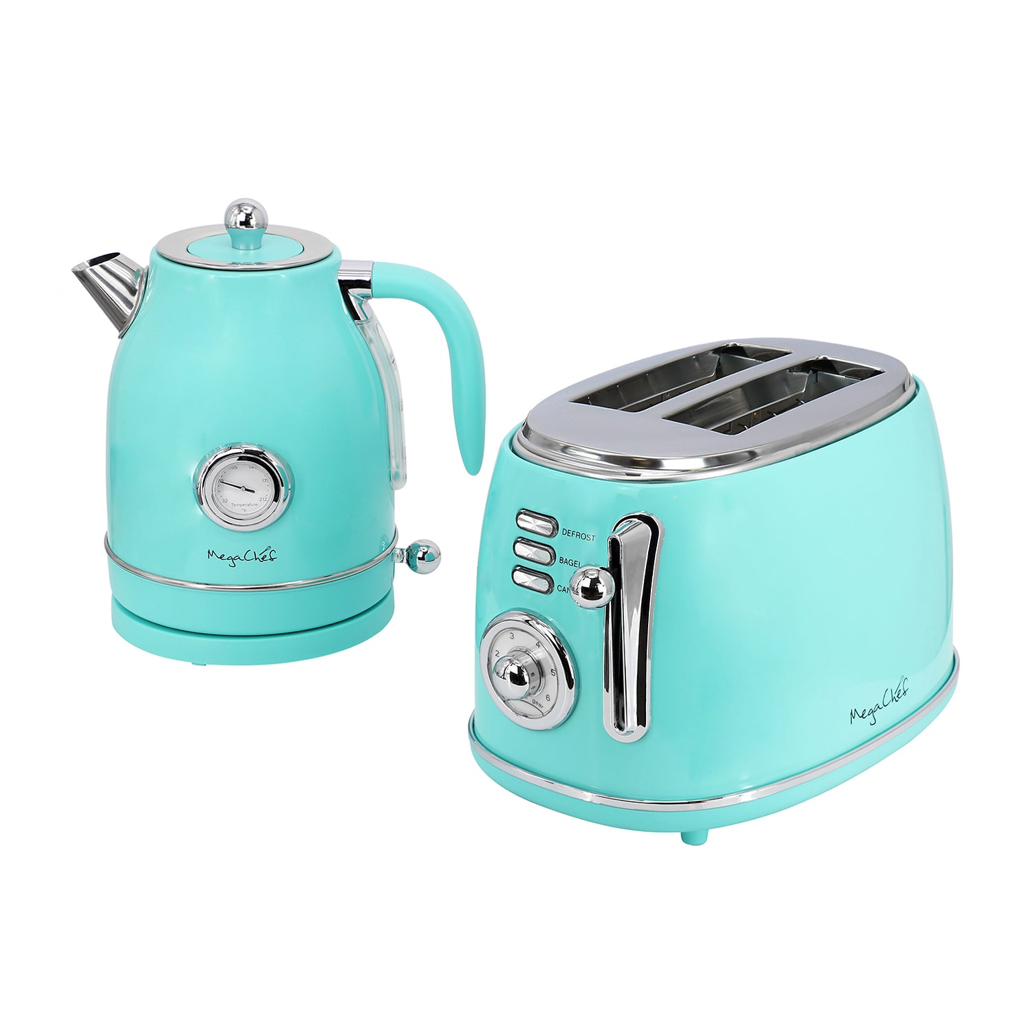 MegaChef 1.7-Quart Electric Kettle and 2-Slice Toaster Combo Set
