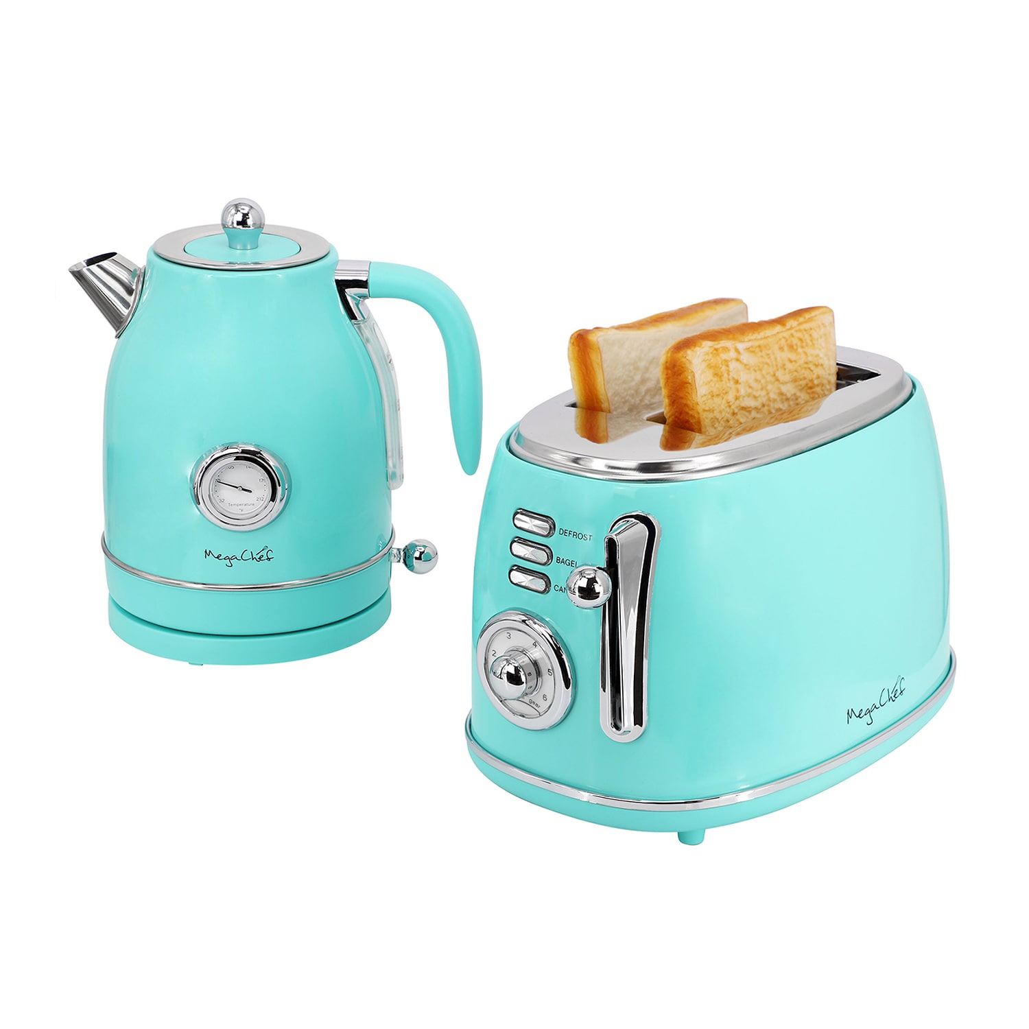 MegaChef 1.7-Quart Electric Kettle and 2-Slice Toaster Combo Set