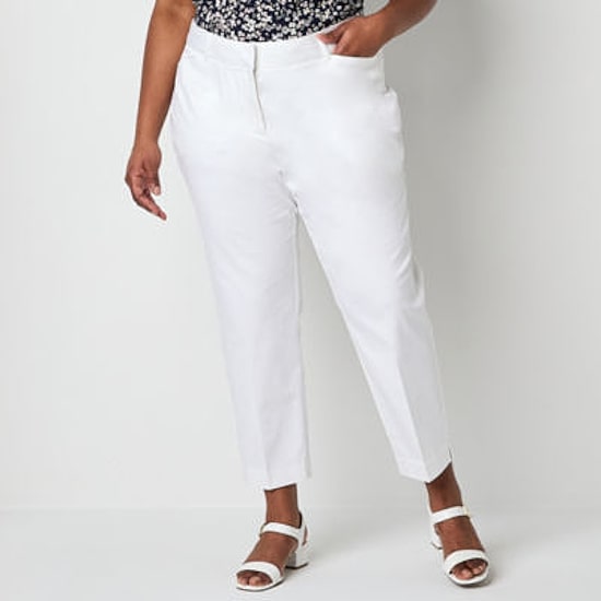 Liz Claiborne Emma Womens Plus Ankle Mid Rise Ankle Pant