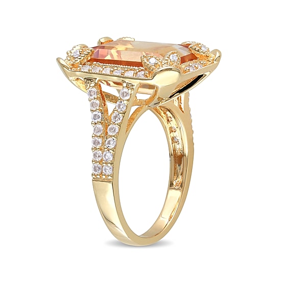 Genuine Citrine, White Topaz and Diamond-Accent Ring