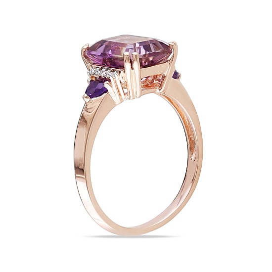Genuine Ametrine Amethyst and Diamond-Accent Ring
