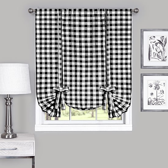 Buffalo Check Tie-Up Light-Filtering Rod Pocket Single Tie-Up Shade