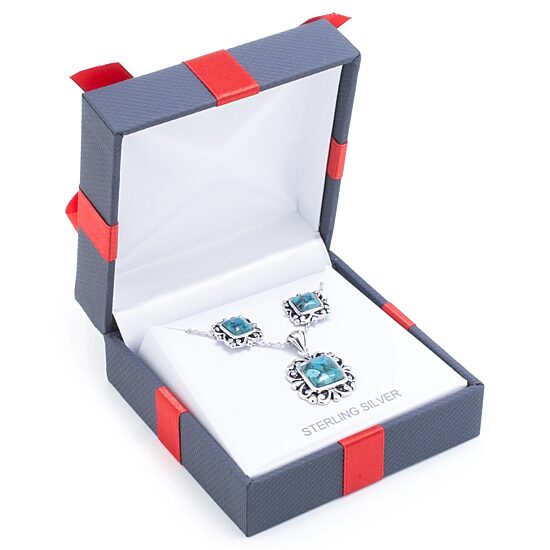 Womens Enhanced Blue Turquoise Sterling Silver 2-pc. Jewelry Set