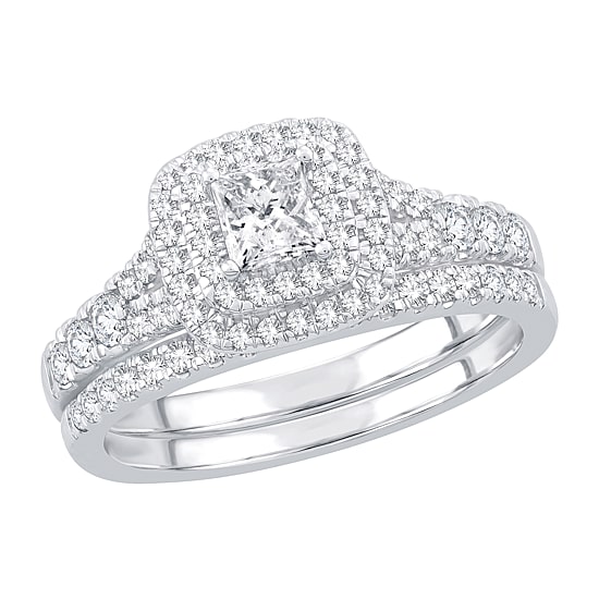 Womens 1 CT. T.W. Natural White Diamond 10K Gold Cushion Bridal Set