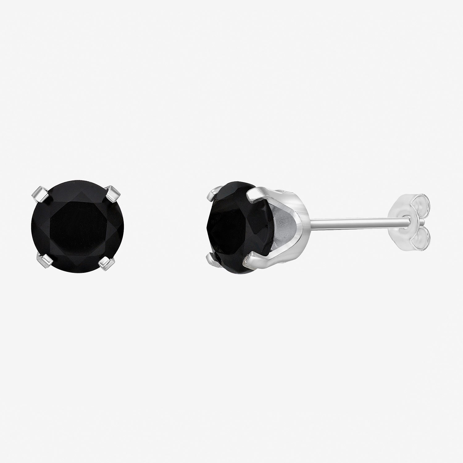 Genuine Black Onyx 10K Gold 5mm Round Stud Earrings