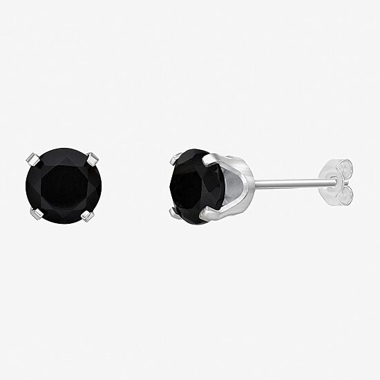 Genuine Black Onyx 10K Gold 5mm Round Stud Earrings