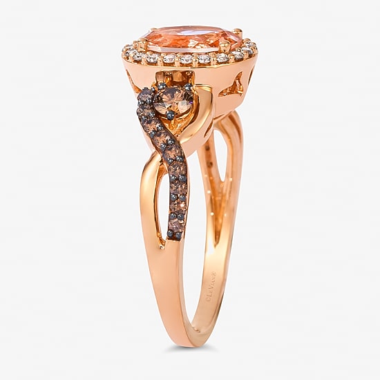 Le Vian® Ring featuring 7/8 CT. Peach Morganite™ 3/8 CT. Chocolate Diamonds® 1/6 CT. Nude Diamonds™ set in 14K Strawberry Gold®